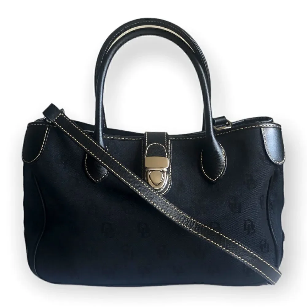Dooney and Bourke Black Printed Snap Enclosure Cross body bag